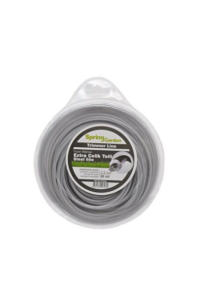 SPRING GARDEN Motorlu Tırpan Misinası 3,3 Mm Extra Çelik Telli 26mt (diken, O...