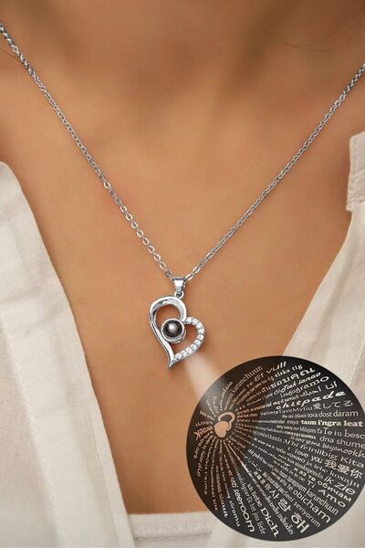 istanbulbigsale قلادة بتصميم على شكل قلب مكتوب عليها "أحبك" بـ 100 لغة
