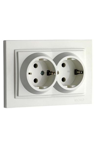 MONO ELECTRIC Despina 102-010004-120 White Double Grounded Socket - Frame Included