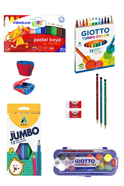 GLANCE Pensan Pastel Boya Giotto Turbo Color Keçeli Kalem Adel Jumbo Kuru Boy...