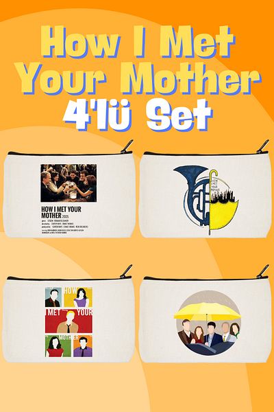 designedfy How I Met Your Mother Printed Set 4 - Τσάντα μακιγιάζ, θήκη για στυλό και πορτοφόλι