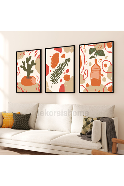 Dekorsiahome 3 piese de tablou cu ramă din lemn Duru