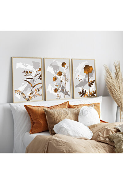 Dekorsiahome 3 piese tablou cu ramă din lemn Cakarta