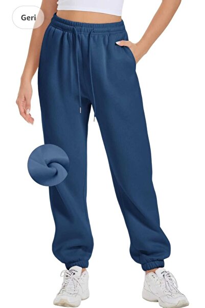 TNR SPORT Üç İp Pamuklu Kışlık Jogger Paça Geniş Kalıp Rahat Giyim-Unisex