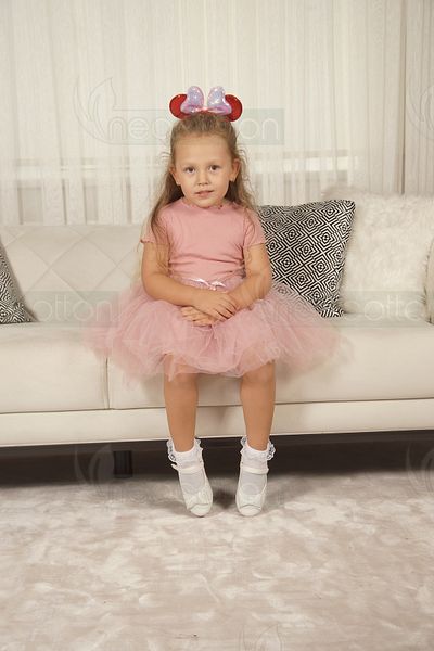 neocotton Tulle Neimprimat Top drept Partea de jos cu nervuri cu căptușeală Fustă tutu Rochie pentru fete prințesă cu mânecă scurtă