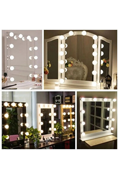 Genel Markalar Hollywood Tarzı 10'lu Makyaj Masası Aynası Için Beyaz Led Işık...