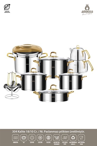 Amboss Diamond Gold 18 Piece Dowry Set