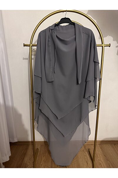 ALBİSE BUTİK Uzun Açık Gri Sufle (KHİMAR)