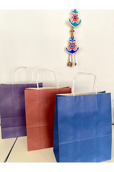 YİĞİT TİCARET 6 Colorful Paper Cardboard Bags - 25x31