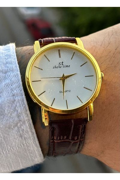 Show Time Men's Leather Cord Wristwatch