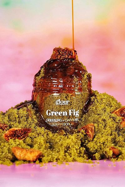 GLOUR Set of 3 Green Fig Scrub & Green Fig Caramel Sugar Scrub & Green Fig Yogurt Cellulite Ingrown Hair Remover