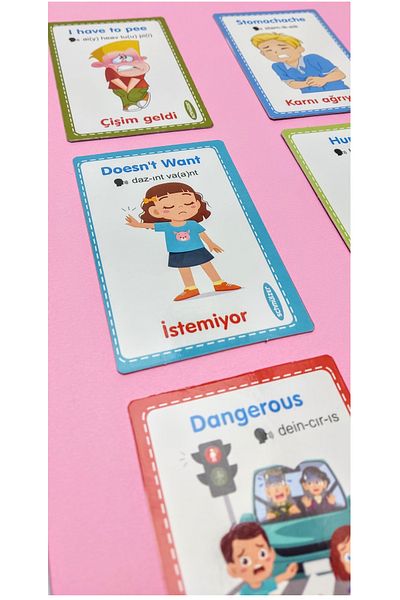 Schmülzer بطاقة مرئية مع نطق باللغة التركية والإنجليزية للأطفال من سن 1 إلى 10 سنوات - أنا أتعلم مشاعري الأولى