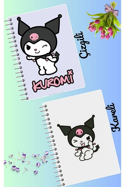 animeandyourworld Kuromi anime notebook set 2 pcs A4 size 21*30 striped + checked 60 syf