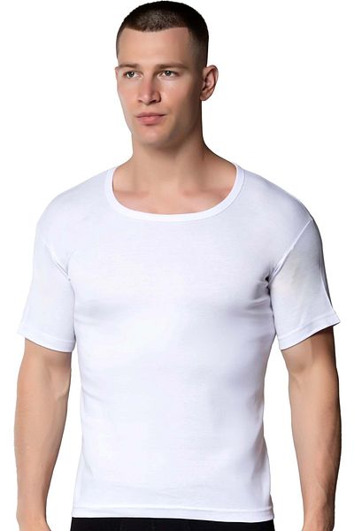 Gümüş İç Giyim White Rib - Wide Collar Undershirt Men's T-Shirt