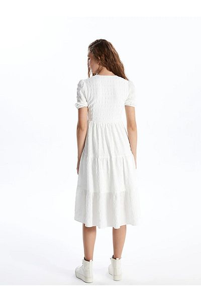 LC Waikiki XSIDE Double Breasted Collar Solid Short Sleeve Women's Dress