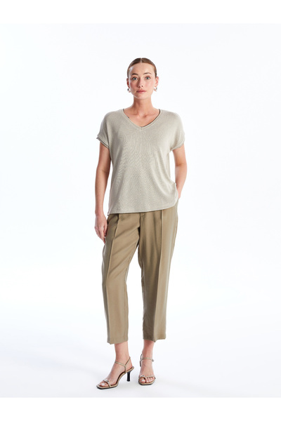 LC Waikiki Dámské tričko s krátkým rukávem s výstřihem do V