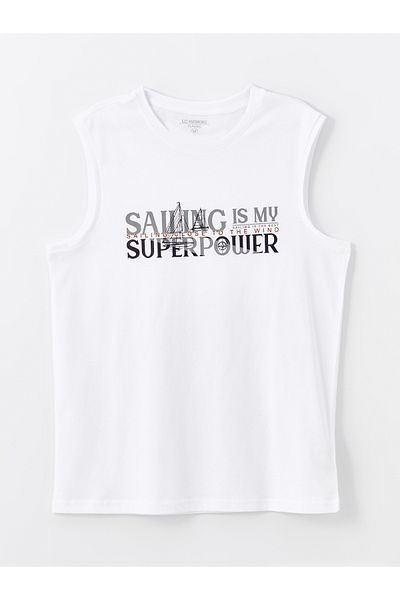LC Waikiki Ärmelloses Herren-T-Shirt – Rundhalsausschnitt, bedruckt