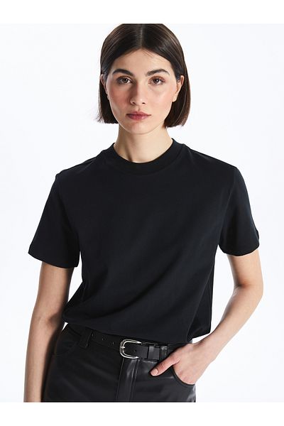 LC Waikiki Women's T-Shirt - Crew Neck, Solid Cut, Short Sleeve