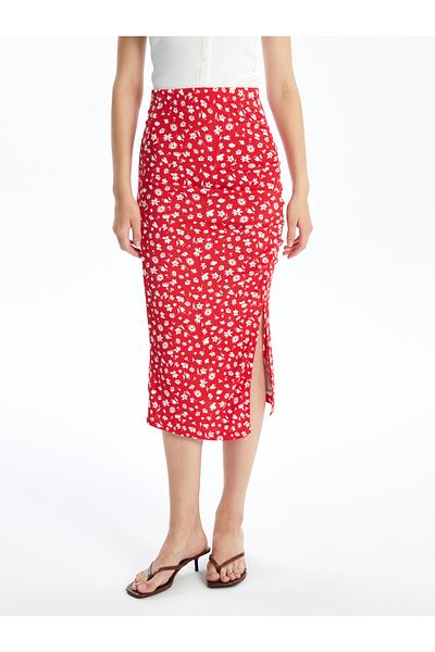 LC Waikiki Slim Fit Damenrock mit Blumenmuster