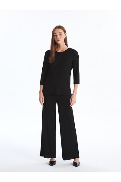 LC Waikiki Tricou solid pentru femei cu decolteu
