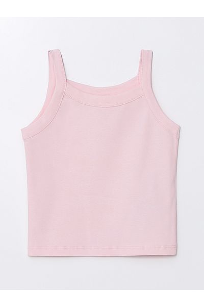 LC Waikiki Girl's Crop Tank Top - Square Collar Basic Model