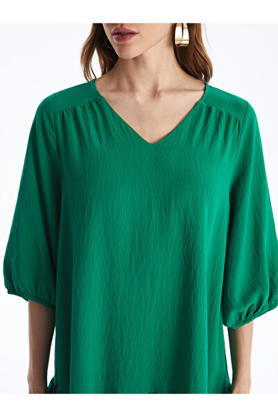 LC Waikiki Dámské šaty - výstřih do V, pevný balónový rukáv