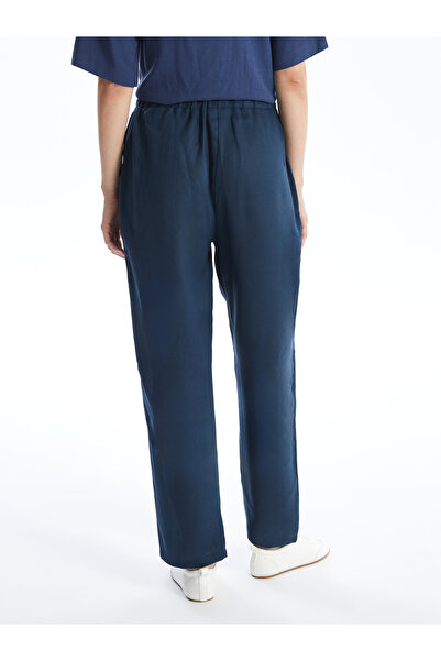 LC Waikiki Pohodlné lněné kalhoty s tvarovaným elastickým pasem pro ženy