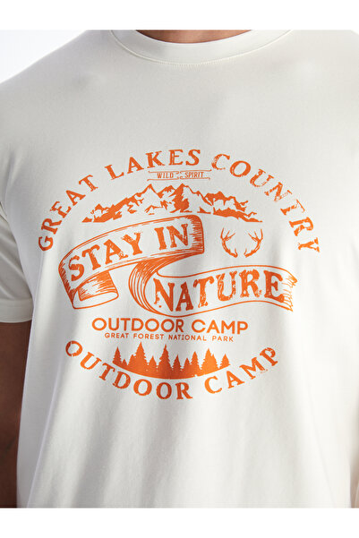 LC Waikiki Ανδρικό μπλουζάκι από χτενισμένο βαμβακερό κοντό μανίκι με λαιμόκοψη