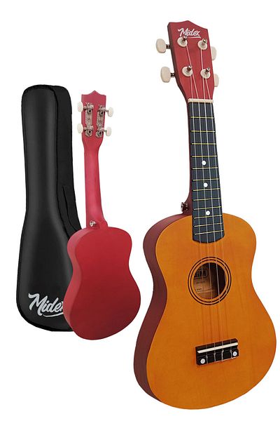 Midex Πορτοκαλί Soprano Ukulele - UKX-901YL (Συμπεριλαμβανομένης της τσάντας κρεμάστρας και των μεθόδων Pena)