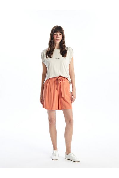 LC Waikiki Leinen-Mix Damen Shorts mit Taillengürtel