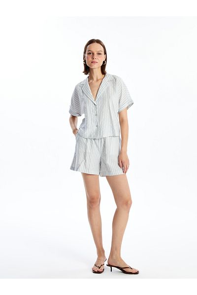 LC Waikiki Gestreifte Damen-Shorts – elastischer Bund