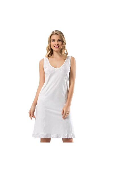 Ceylanoğlu ثوب نسائي من الجيرسيه الأبيض مكون من قطعة واحدة مقاس L لون أبيض