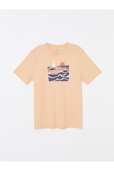 LC Waikiki Bedrucktes Herren-T-Shirt aus gekämmter Baumwolle – Rundhalsausschnitt, kurze Ärmel