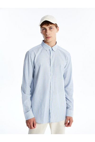 LC Waikiki Ανδρικό πουκάμισο Poplin - Slim Fit, Μακρυμάνικο, Ριγέ