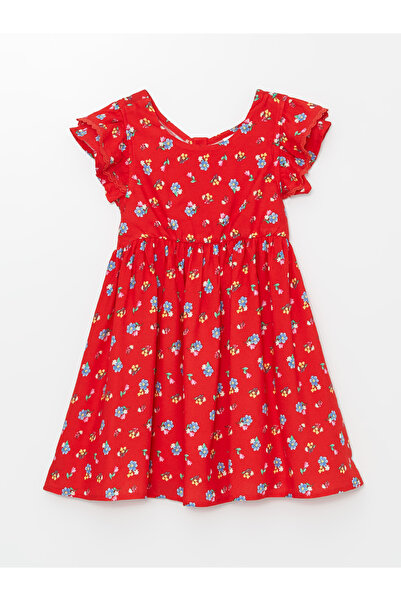 LC Waikiki Virágmintás, nyakú, rövid ujjú ruha kislányoknak