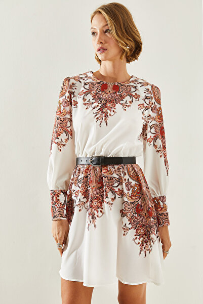 Bianco Lucci Μίνι γυναικείο φόρεμα με έθνικ σχέδιο - ελαστική μέση 21687 60251695