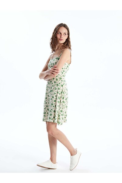 LC Waikiki Floral Patterned Heart Collar Women's Dress