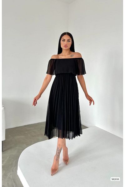 S&A Collectionn Γυναικείο φόρεμα Madonna με πλισέ τούλι μέχρι το γόνατο