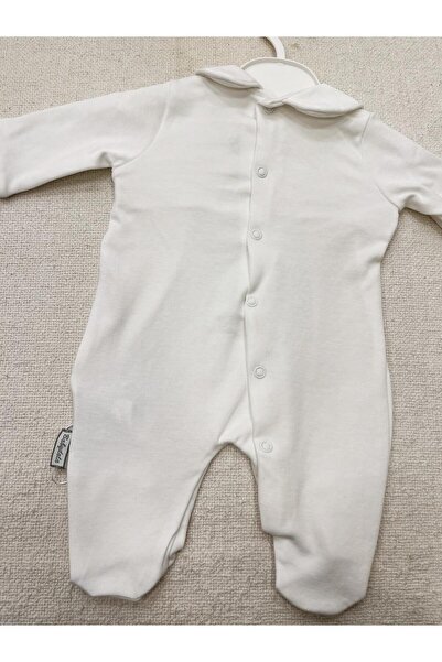Babydola White Oeganic Jumpsuit for Baby Boy - Plain Baby Collar