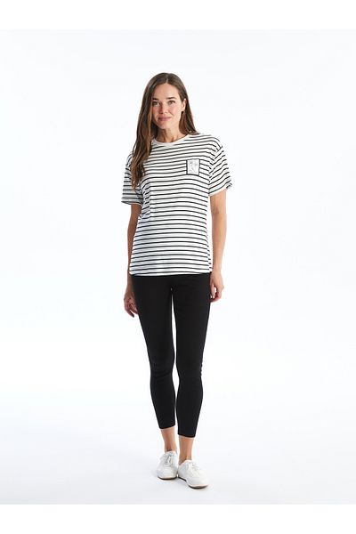 LC Waikiki Striped Crew Neck Short Sleeve Maternity T-Shirt