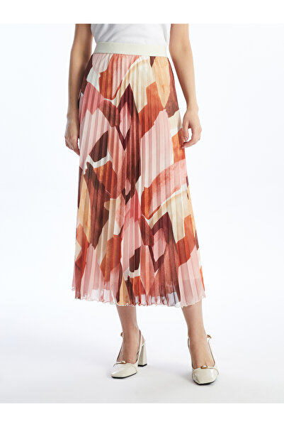 LC Waikiki Patterned Chiffon Women's Skirt - Elastic Waist