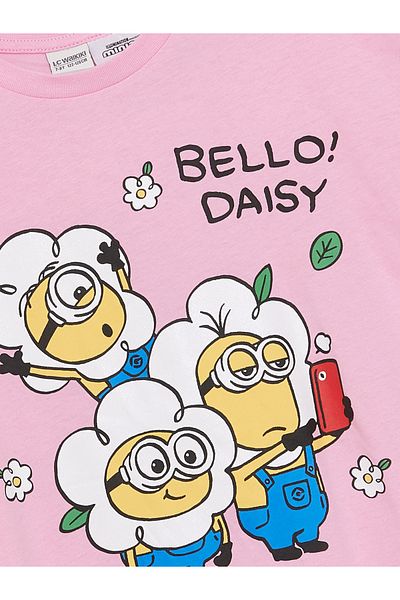 LC Waikiki Minions Printed Girls' Crop T-shirt - Crew Neck, κοντό μανίκι