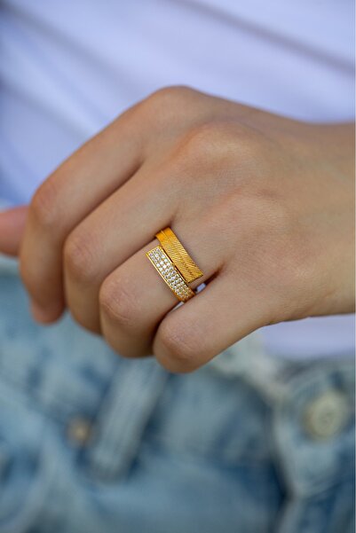 ÇGK KUYUMCULUK 22 Ayar Rengi Yaldızlı Hasır Altın Yüzük