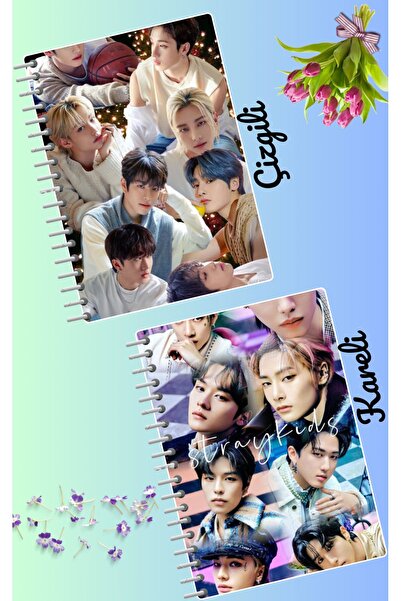 animeandyourworld Stray kids defter seti 2 adet A4 boyutu 21*30 çizgili + kar...