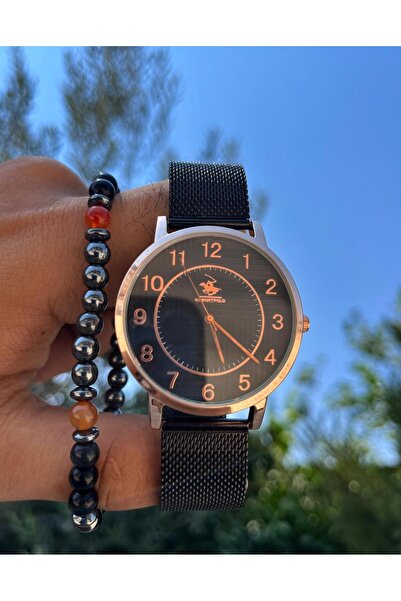 G Sport POLO Black Straw Men's Wristwatch - Rose Case, Bracelet Gift