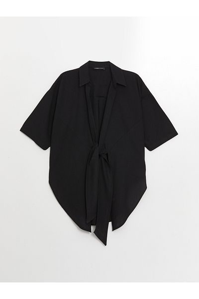 LC Waikiki Übergroßer Leinenkimono - Schalkragen, Damen, Gemischt