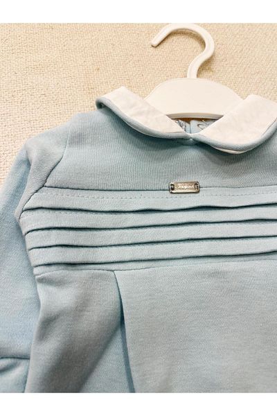 Babydola White Oeganic Jumpsuit for Baby Boy - Plain Baby Collar