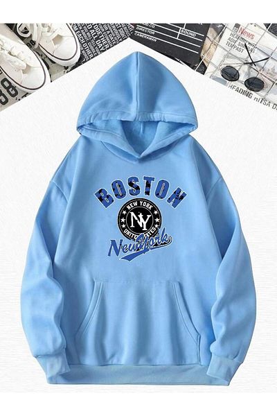 BENROMA Hanorac supradimensionat cu glugă cu imprimeu Boston - BEBEMAVİ