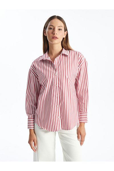 LC Waikiki Dámská oversize pruhovaná košile s dlouhým rukávem