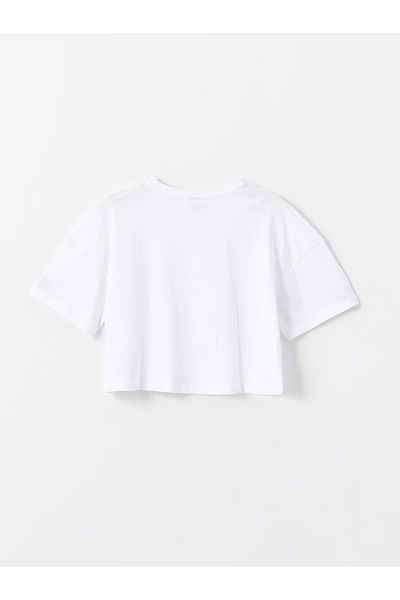 LC Waikiki Tricou crop pentru fete LCW Crew Neck Basic cu mânecă scurtă
